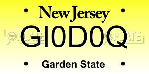 GI0D0Q New Jersey License Plate