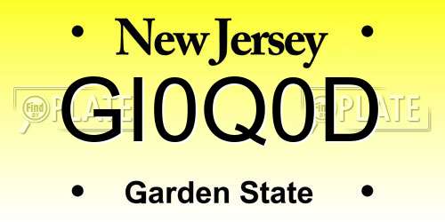 GI0Q0D New Jersey License Plate