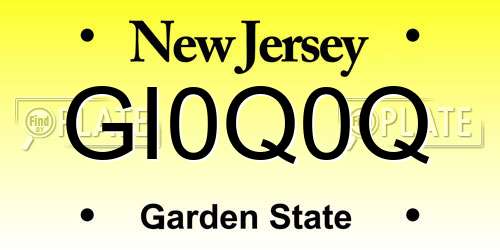 GI0Q0Q New Jersey License Plate