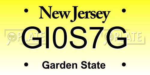 GI0S7G New Jersey License Plate
