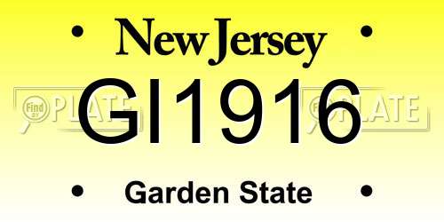 GI1916 New Jersey License Plate