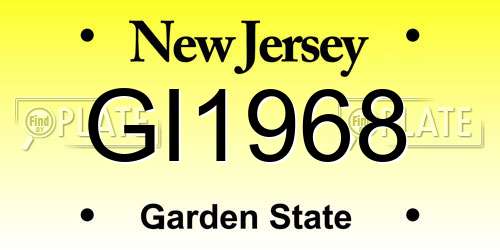GI1968 New Jersey License Plate