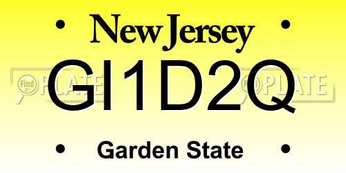 GI1D2Q New Jersey License Plate