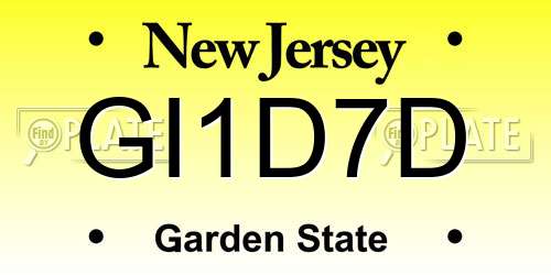 GI1D7D New Jersey License Plate