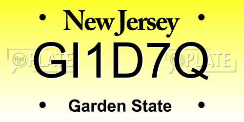 GI1D7Q New Jersey License Plate