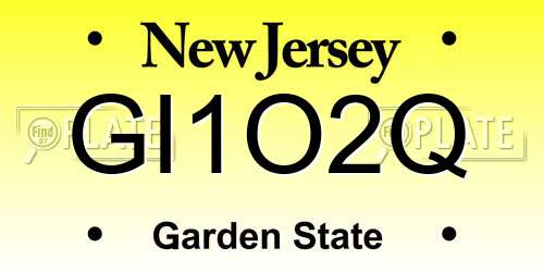GI1O2Q New Jersey License Plate