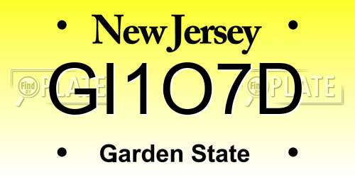 GI1O7D New Jersey License Plate