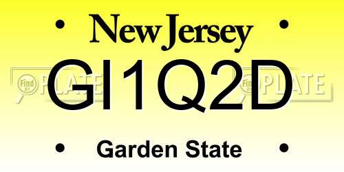 GI1Q2D New Jersey License Plate
