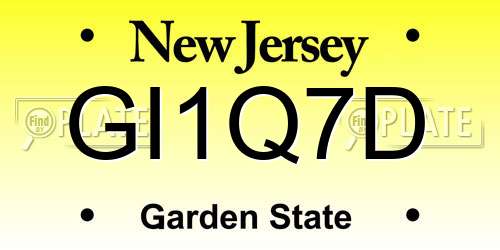 GI1Q7D New Jersey License Plate