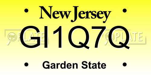 GI1Q7Q New Jersey License Plate