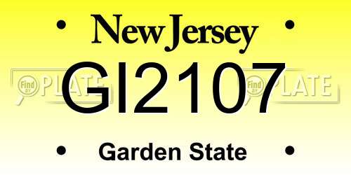 GI2107 New Jersey License Plate