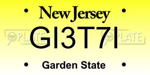 GI3T7I New Jersey License Plate