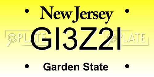 GI3Z2I New Jersey License Plate