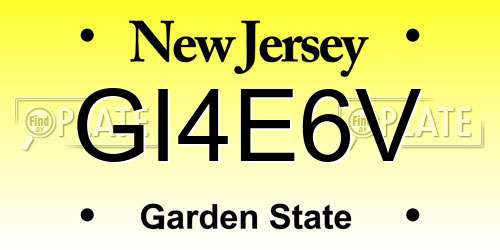 GI4E6V New Jersey License Plate