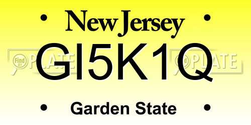 GI5K1Q New Jersey License Plate