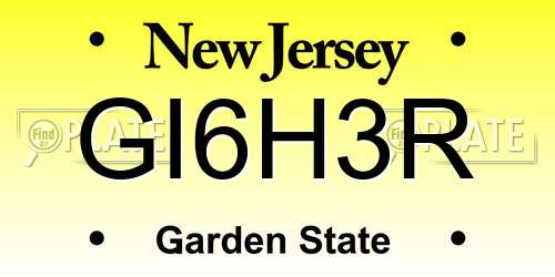 GI6H3R New Jersey License Plate