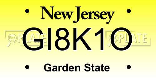 GI8K1O New Jersey License Plate