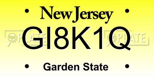 GI8K1Q New Jersey License Plate
