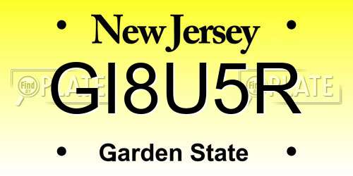 GI8U5R New Jersey License Plate
