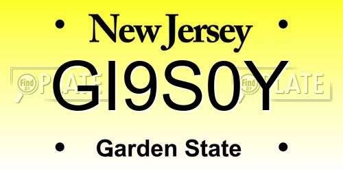 GI9S0Y New Jersey License Plate