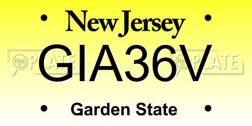 GIA36V New Jersey License Plate