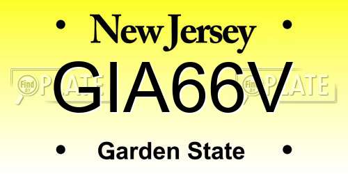 GIA66V New Jersey License Plate