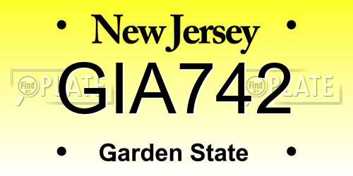 GIA742 New Jersey License Plate