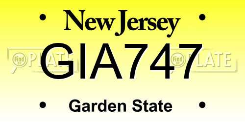 GIA747 New Jersey License Plate