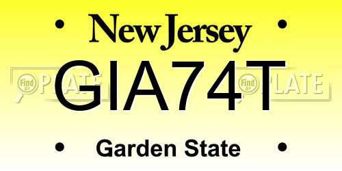 GIA74T New Jersey License Plate
