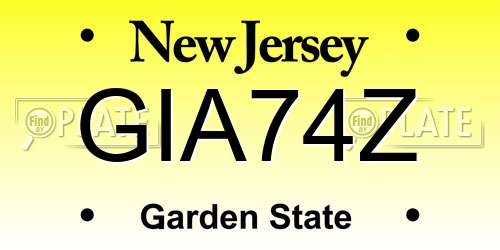 GIA74Z New Jersey License Plate