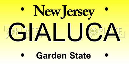 GIALUCA New Jersey License Plate