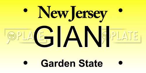 GIANI New Jersey License Plate