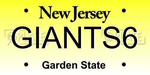 GIANTS6 New Jersey License Plate