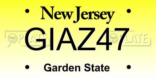 GIAZ47 New Jersey License Plate