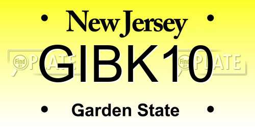 GIBK10 New Jersey License Plate