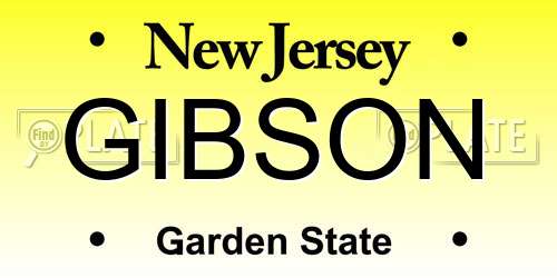 GIBSON New Jersey License Plate