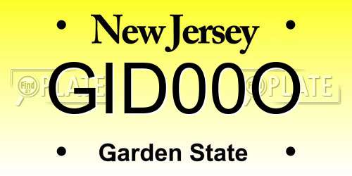 GID00O New Jersey License Plate