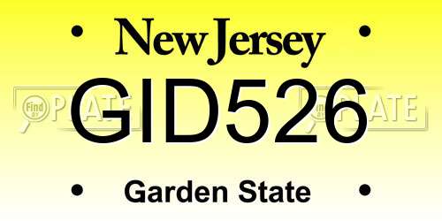 GID526 New Jersey License Plate