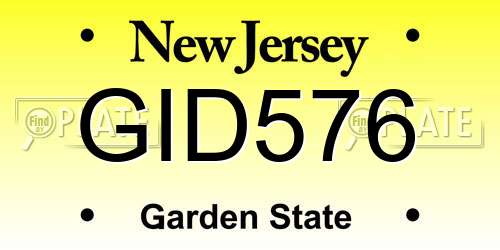 GID576 New Jersey License Plate