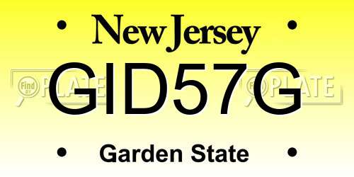 GID57G New Jersey License Plate