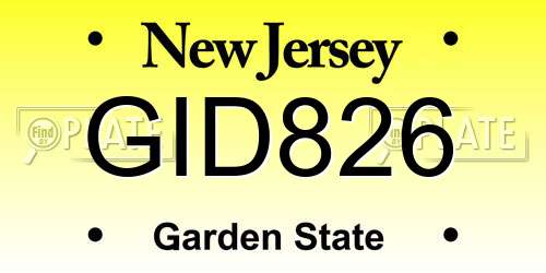 GID826 New Jersey License Plate