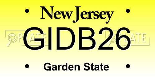 GIDB26 New Jersey License Plate