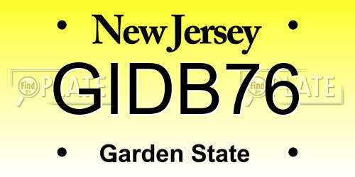 GIDB76 New Jersey License Plate