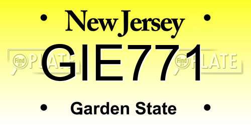 GIE771 New Jersey License Plate