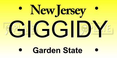 GIGGIDY New Jersey License Plate