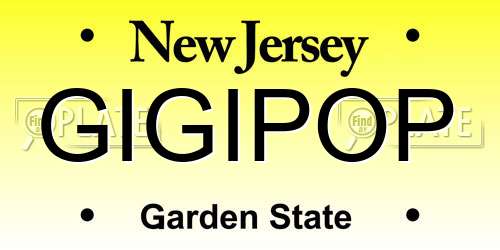 GIGIPOP New Jersey License Plate