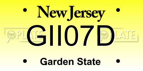 GII07D New Jersey License Plate