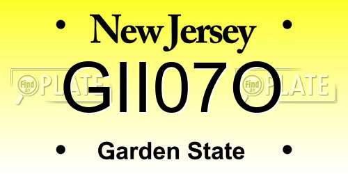 GII07O New Jersey License Plate
