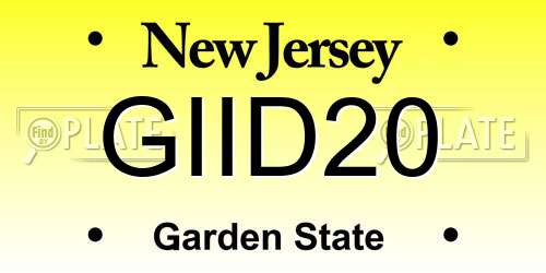 GIID20 New Jersey License Plate
