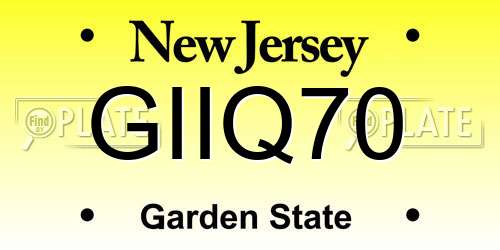 GIIQ70 New Jersey License Plate
